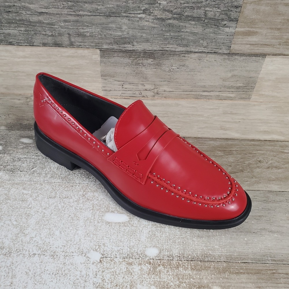 Franco Sarto Eden Womens Loafers Sz 6.5 Red Studded Slip On Shoes